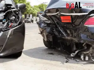 Rear-end collision damage between two vehicles